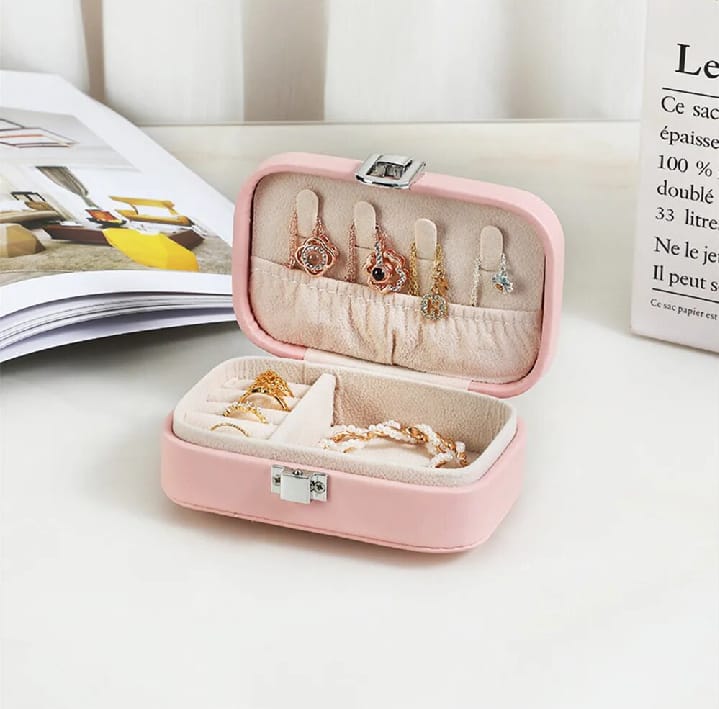 Portable Multi-Function Leather Jewelry Organizer – Dual Compartments