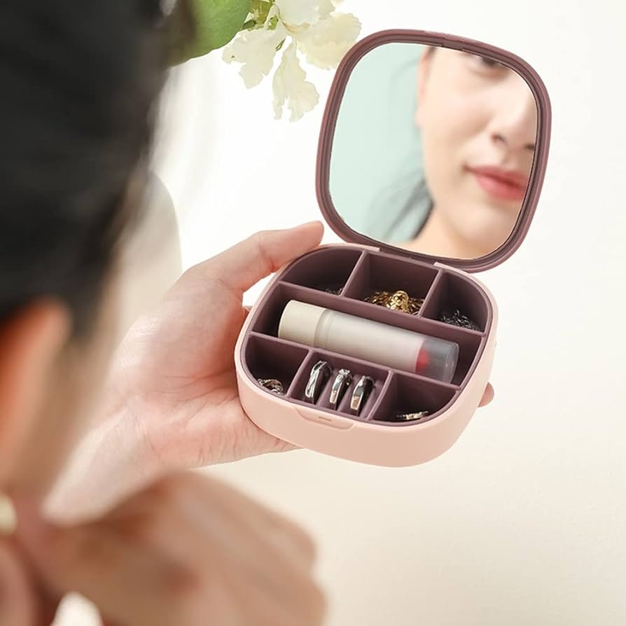 Mini Travel Jewelry Box with Mirror