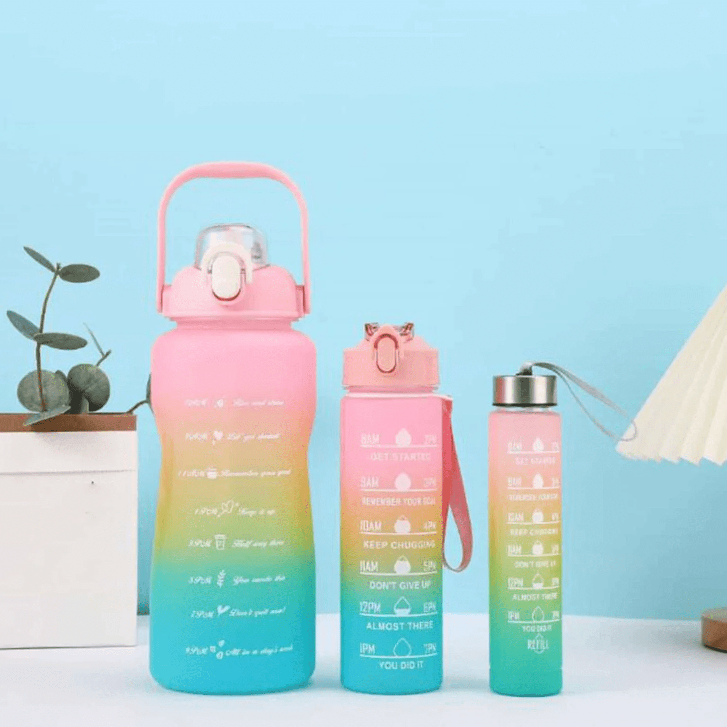 Large Capacity Gradient Water Bottle Set (3 Pcs) (Random Color)