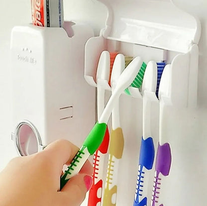 Set of White Toothpaste Dispenser