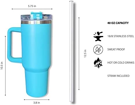 Large 40oz Matte Teal Insulated Tumbler for Hot & Cold Drinks