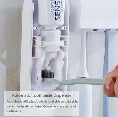 Set of White Toothpaste Dispenser