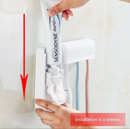 Set of White Toothpaste Dispenser