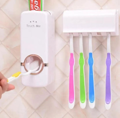 Set of White Toothpaste Dispenser