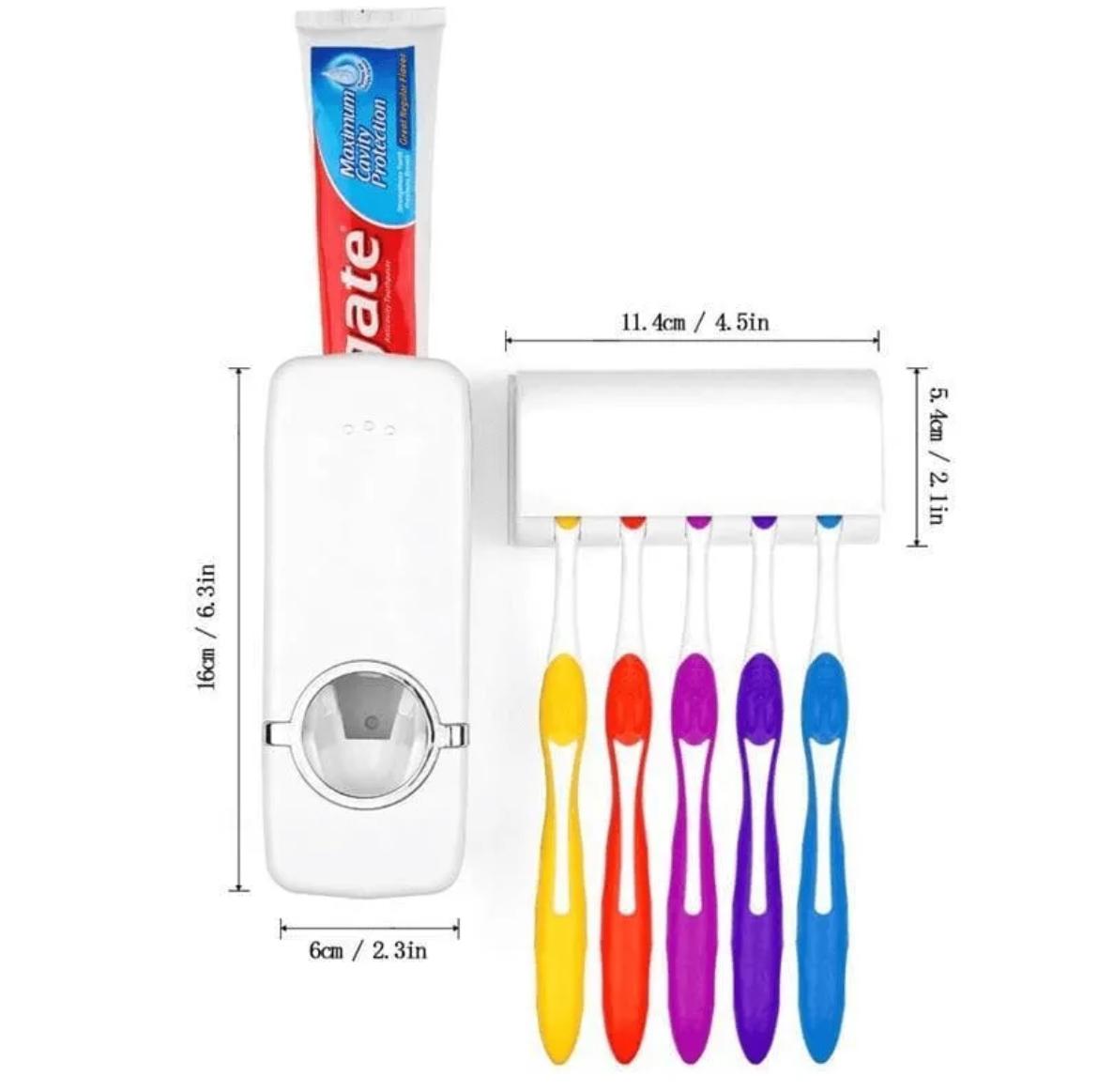 Set of White Toothpaste Dispenser